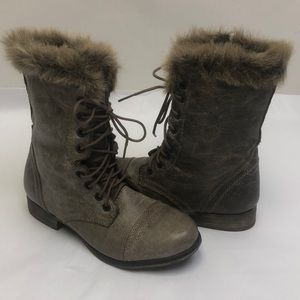 Steve Madden Minkee Boots Leather Fur Boots  New